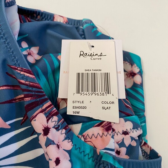 NWT RAISINS CURVE Haleiva Shea Tankini Floral Flared Hemline Top Plus Size 16W - Picture 3 of 4
